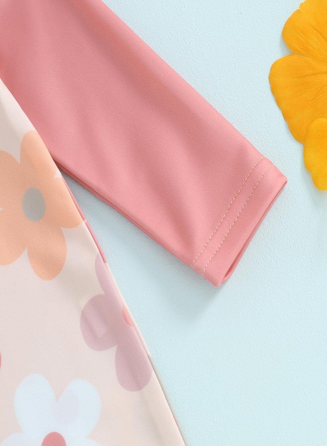 Socutebabe ملابس سباحة للأطفال الرضع والصغار من Socutebabe، قطعة واحدة، مزودة بسحاب وقبعة (زهري مزهر، مقاس 1-2T) - Image 4